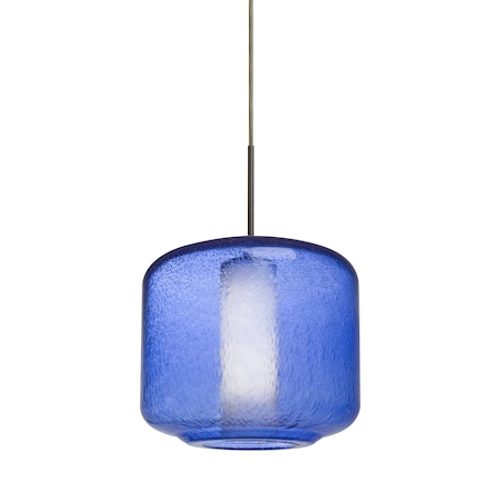Besa Lighting Niles 10 Cord Pendant, Blue Bubble/Opal, Bronze, 1x60W Incandescent 1JT-NILES10BO-BR